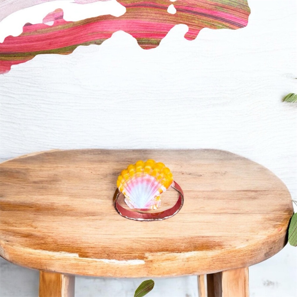 Sunrise shell ring on gold filled wire